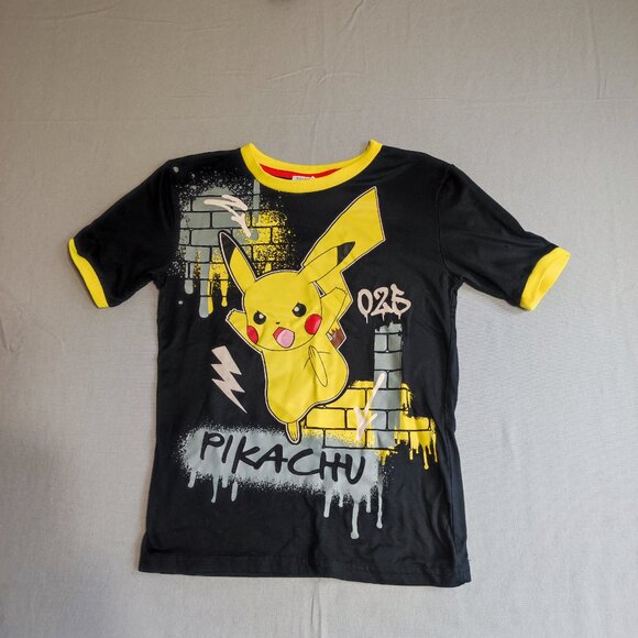 Pokemon Pikachu sleepwear pyjama boys size M black & grey with graphic - Picture 2 of 15